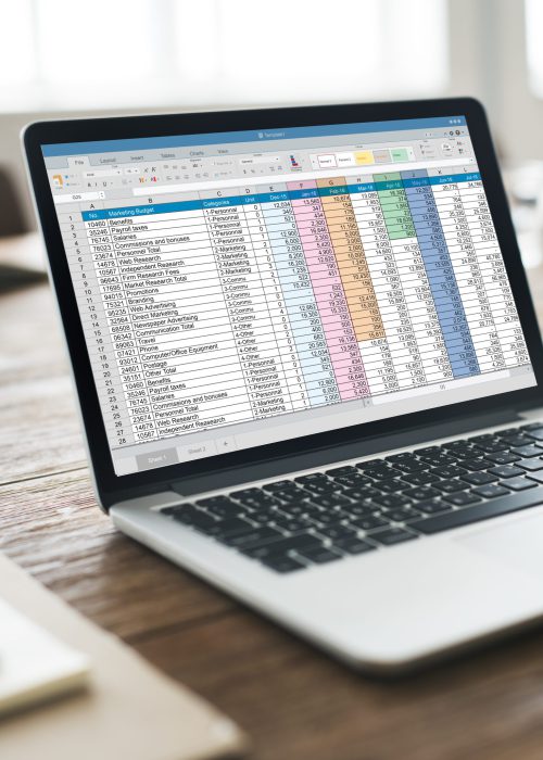 Spreadsheet Document Information Financial Startup Concept