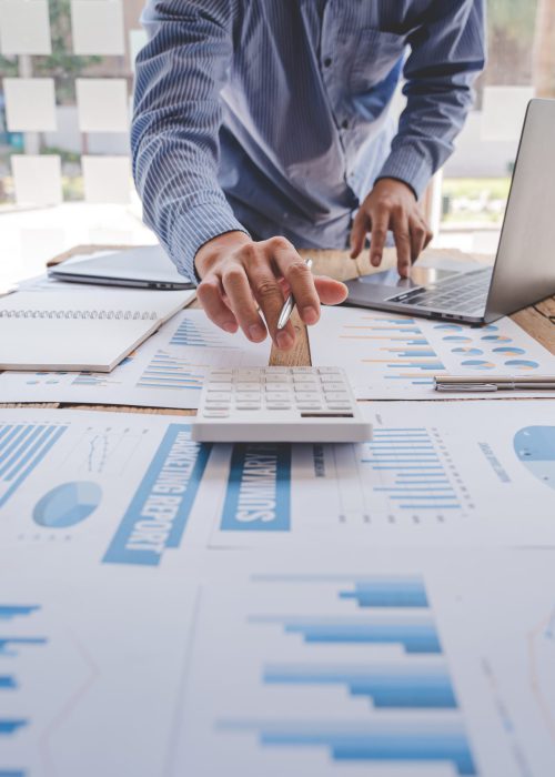 The financiers are calculating personal taxes for their customers.